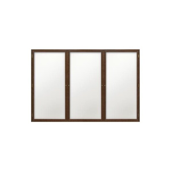 United Visual Products 72"x48" 3-Door Wet/Dry Erase, Black Porcelain/Walnut Frame UV856D-WALNUT-BLKPORC - main
